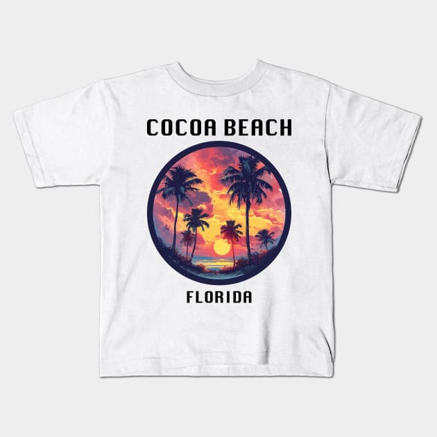 Cocoa Beach Florida (with Black Lettering) Kids T-Shirt by VelvetRoom